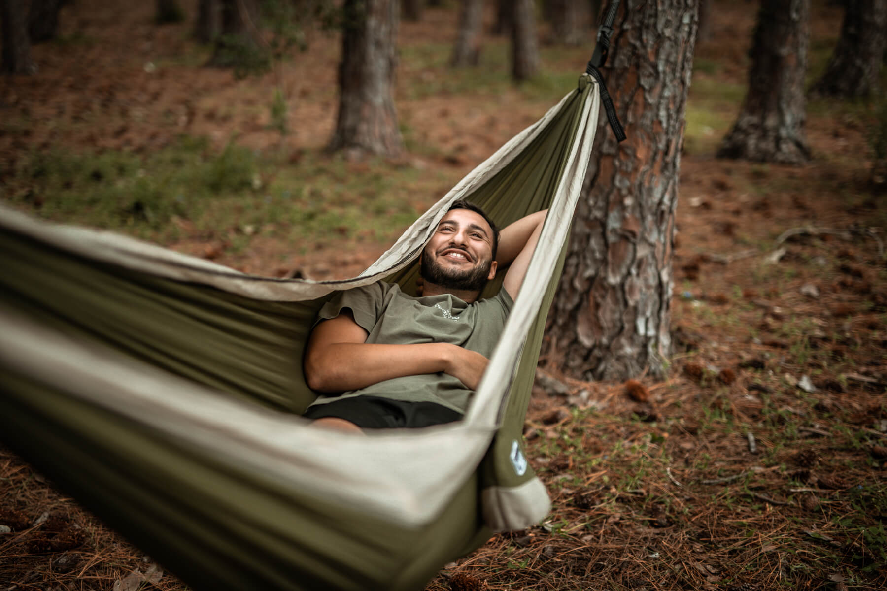 Olive Green Recycled Hammock with Straps
